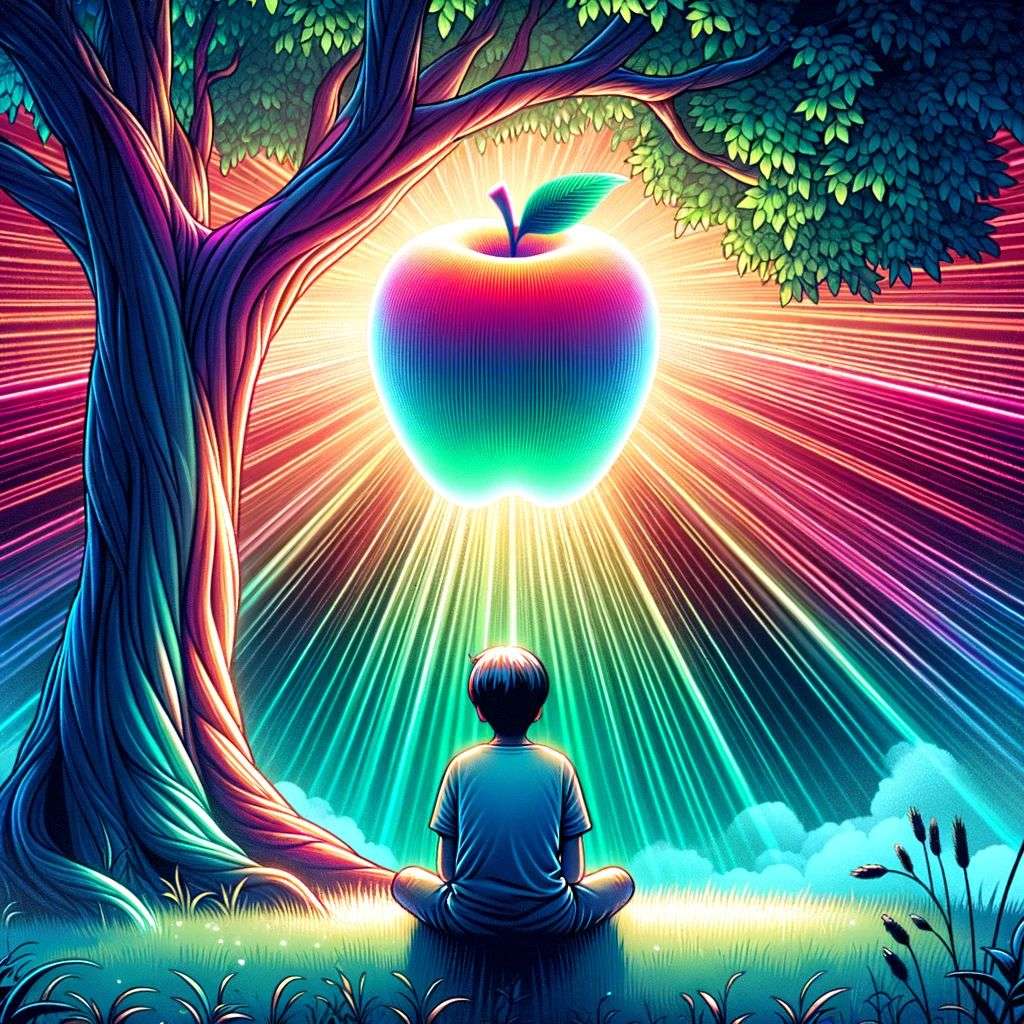 the discovery of gravity, digital art made from colorful gradients, airbrush